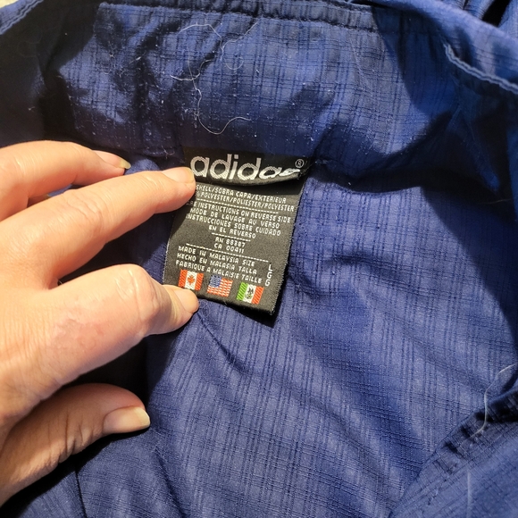 Adidas Vintage Mesh-Panel Track Jacket Navy Blue Three-Stripe Large - Picture 9 of 9